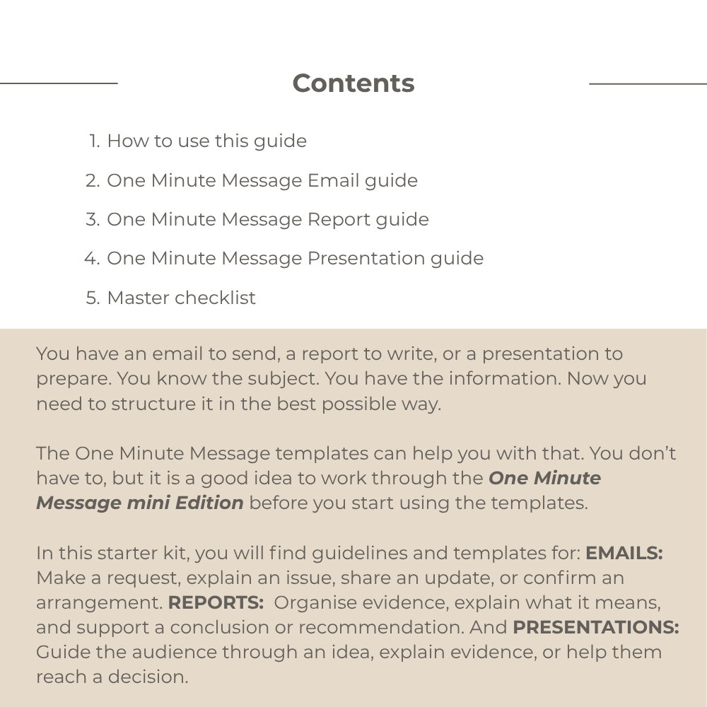 BUNDLE: One Minute Message starter kit