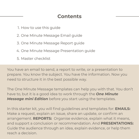 BUNDLE: One Minute Message starter kit